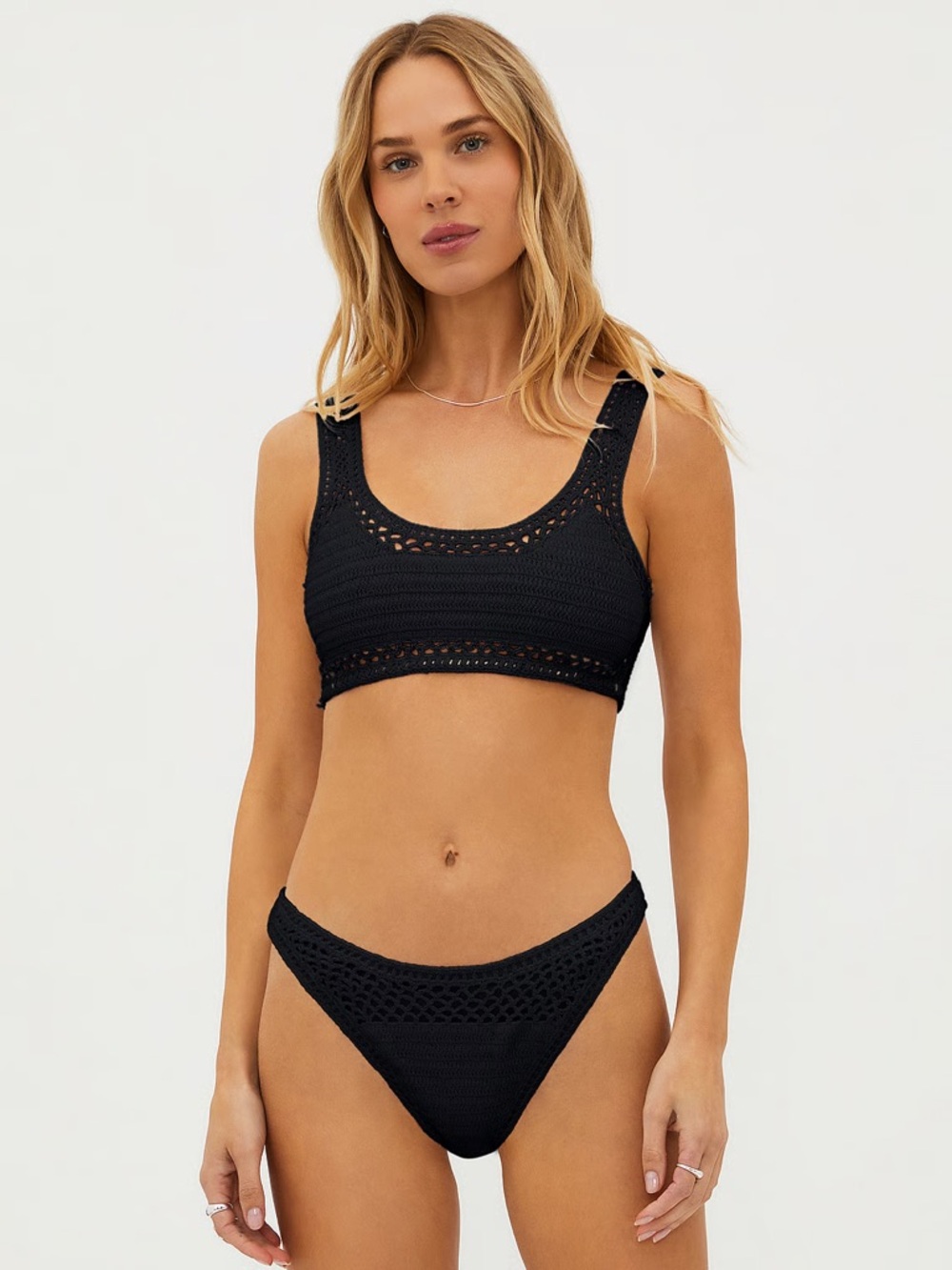Beach Riot Black Crochet Bikini Set - Black - M